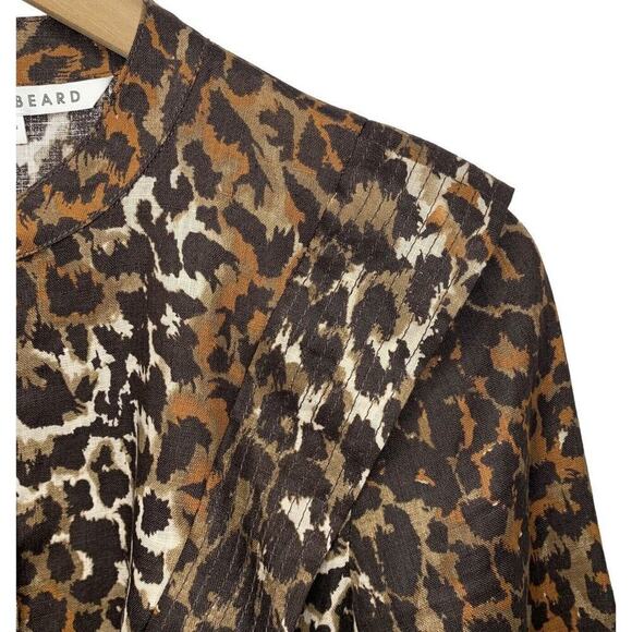 Veronica Beard Hanneli Animal Print Linen Shirtdress Womens Size 0 NWOT $495 - Picture 6 of 14